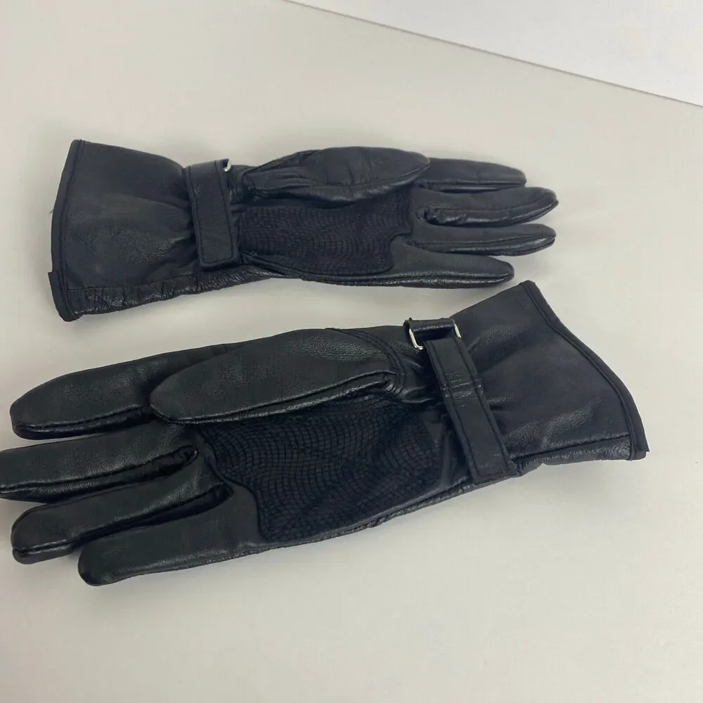Vtg. Genuine Harley Davidson Women's M Black Leather Gloves Motorcycle Ladies